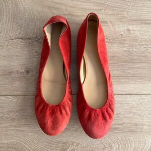 J. Crew Cece Red Suede Ballet Flats, size 9.5